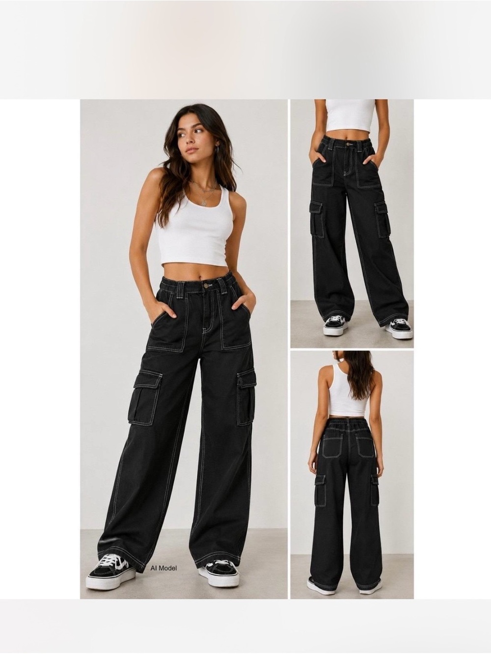 Skate Jeans Black Urban Outfitter Bdg High Waist Cargo W 27